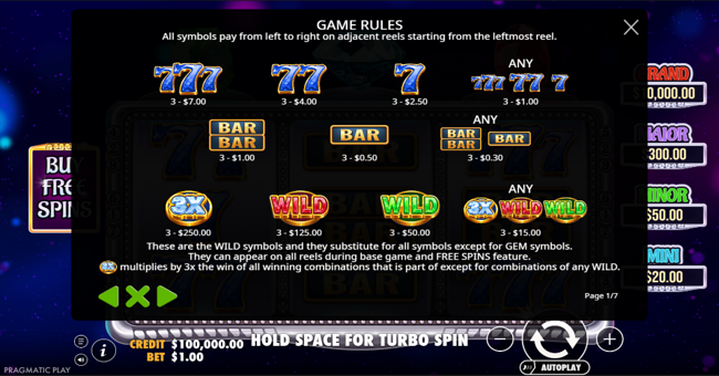 gem trio paytable paytable