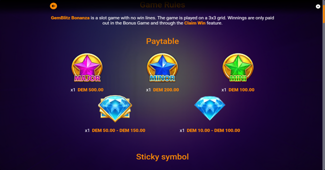 gemblitz bonanza paytable paytable