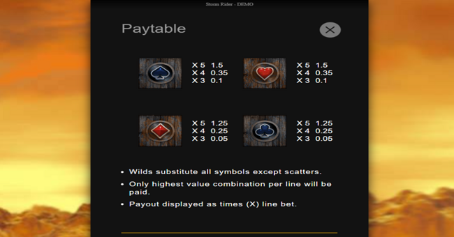 genesis storm rider paytable 2 paytable