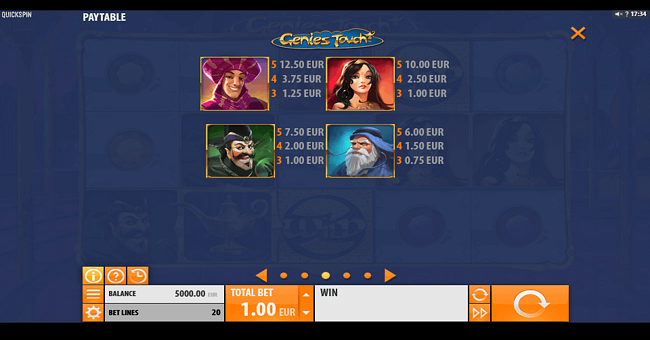 genies touch paytable 1 paytable