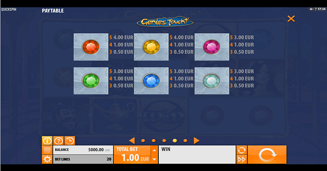 genies touch paytable 2 paytable