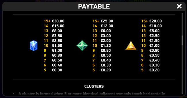 giga match gems paytable 4 paytable