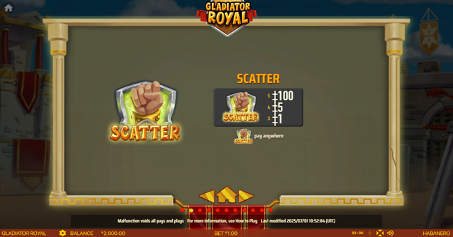 gladiator royal paytable 2 paytable