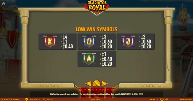 gladiator royal paytable 4 paytable