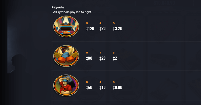 glam rock 1 paytable