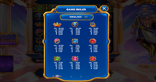 glory of olympus unlocked paytable 1 paytable