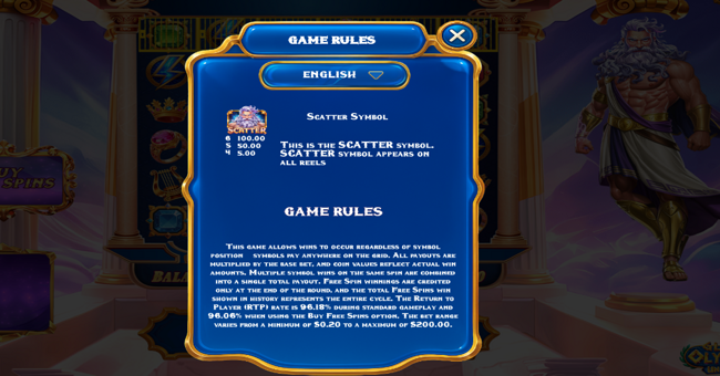 glory of olympus unlocked paytable 2 paytable