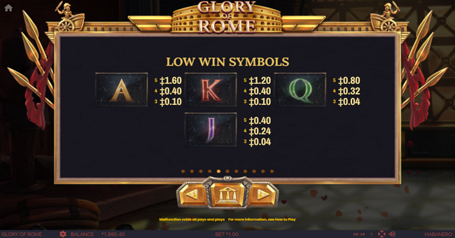 glory of rome paytable 3 paytable