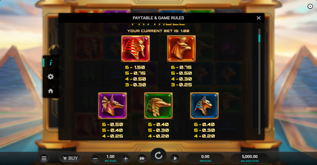 glyph of gods paytable 1 paytable