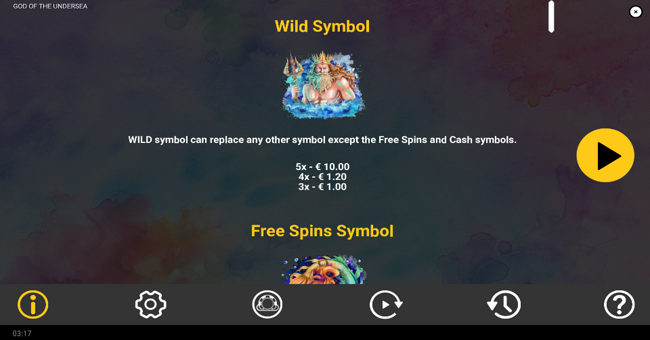 god of the undersea paytable 1 paytable