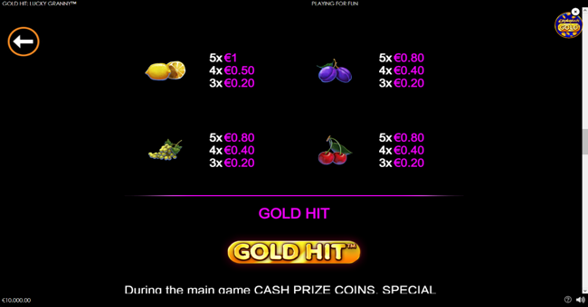 gold hit lucky granny paytable 2 paytable