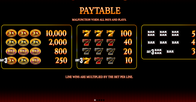 gold inferno paytable paytable