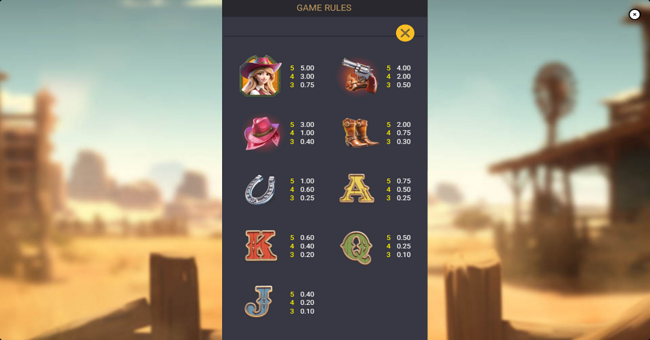 gold west paytable paytable