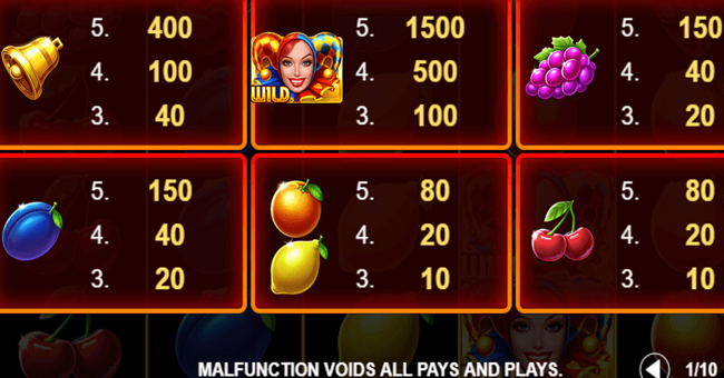 golden joker 100 paytable paytable