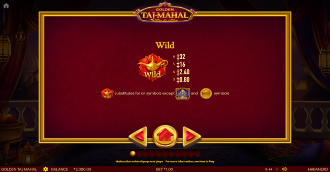 golden taj mahal paytable 1 paytable