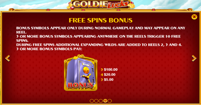 goldie lucks paytable 2 paytable