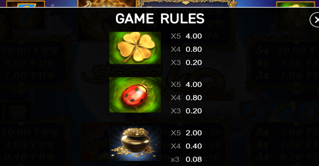 good luck 40 lines paytable 2 paytable