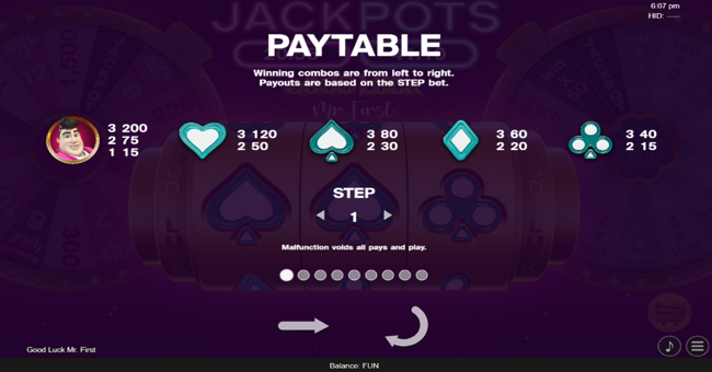 good luck mr first paytable 1 paytable