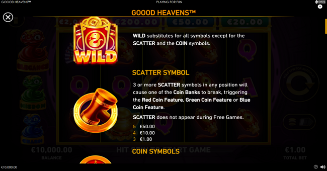 goood heavens paytable 1 paytable