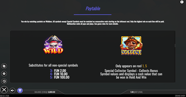grand ahoy paytable 1 paytable
