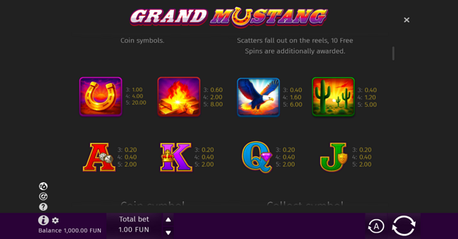 grand mustang paytable 2 paytable