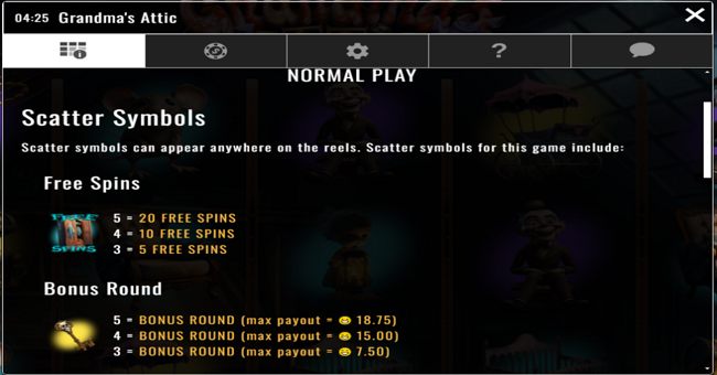 grandmas attic paytable 1 paytable