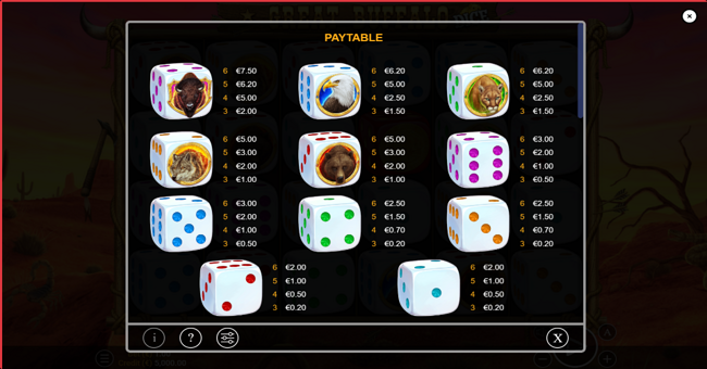 great buffalo dice paytable paytable