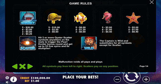 great reef paytable paytable