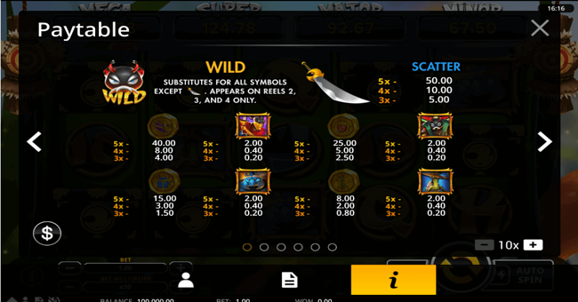 hachis quest of heroes paytable 1 paytable