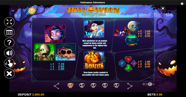 halloween adventure paytable paytable