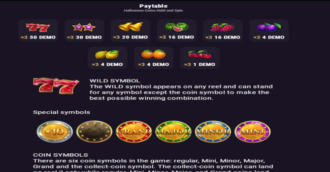halloween coins hold and spin paytable paytable