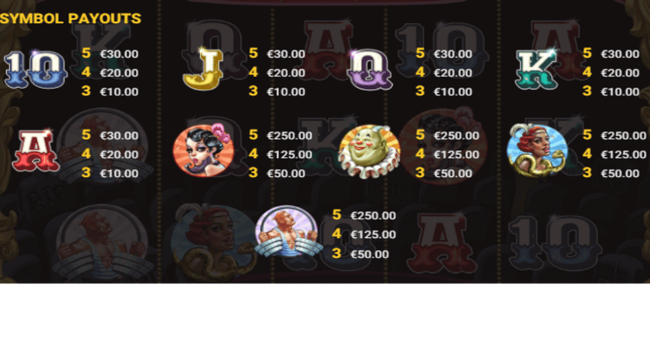 haunted circus paytable paytable