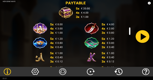 her genie ways paytable 1 paytable