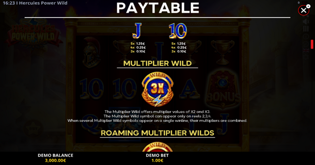 hercules power wild paytable 2 paytable