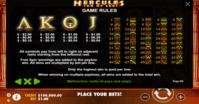 hercules son of zeus paytable2 paytable