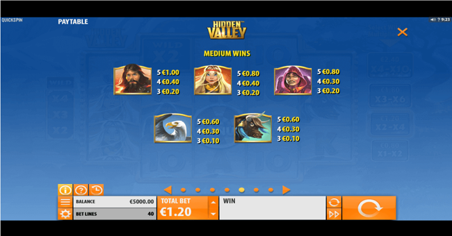hidden valley paytable 1 paytable