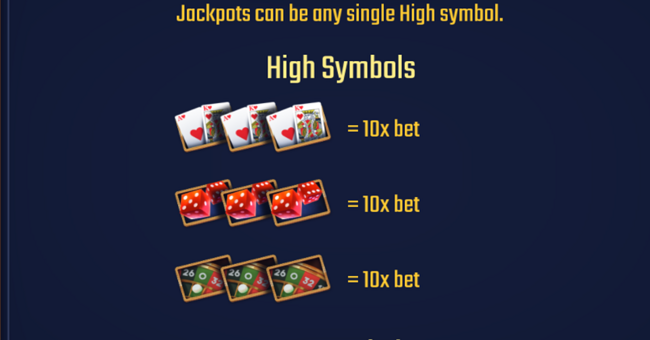 high roller bonanza paytable 1 paytable