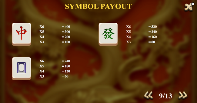 hit mahjong wins paytable 1 paytable