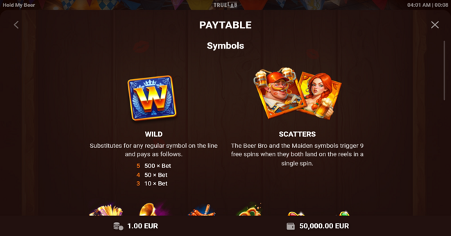 hold my beer paytable 1 paytable