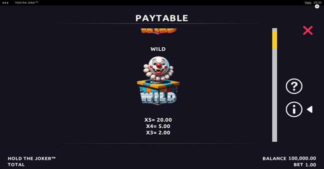 hold the joker paytable 1 paytable