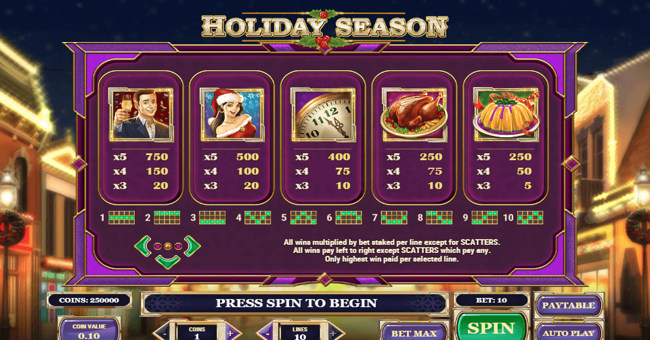 holiday season 1 paytable