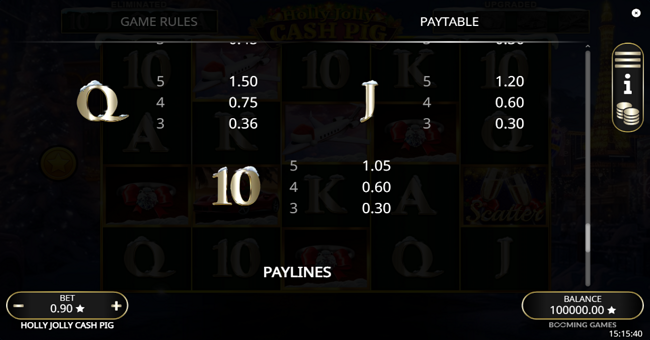 holly jolly cash pig paytable 3 paytable