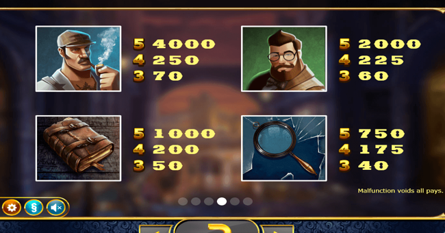 holmes and the stolen stones 1 paytable