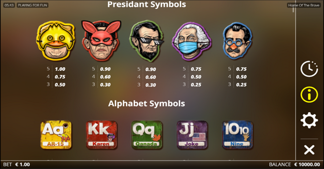 home of the brave paytable paytable