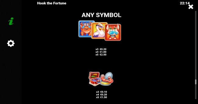 hook the fortune paytable 5 paytable