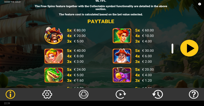 hook the gold paytable 1 paytable