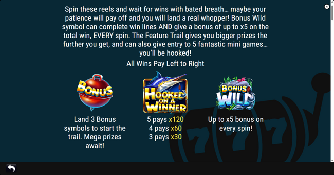 hooked on a winner paytable 1 paytable