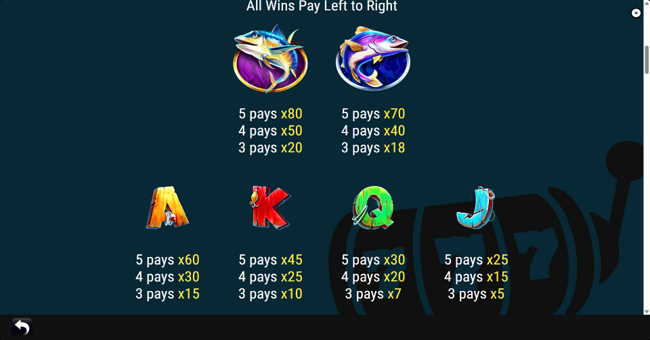 hooked on a winner paytable 2 paytable