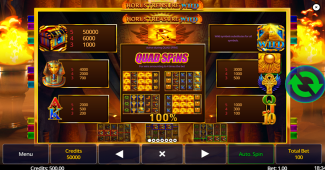 horus treasure wild paytable 1 paytable