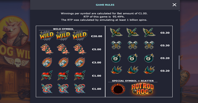 hot rod hog paytable paytable